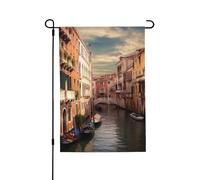 Drapeau de jardin pour l'extérieur - 71,1 x 101,6 cm - Double face - Drapeau de cour saisonnier - Beau canal de Venise - Pour la Saint-Valentin - Pour décoration de maison de printemps