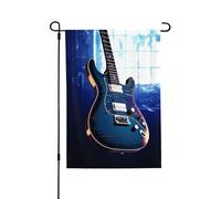 Drapeau de jardin pour l'extérieur - 71,1 x 101,6 cm - Double face - Drapeau de cour saisonnier - Bleu - Guitare bleue - Pour la Saint-Valentin - Pour décoration de maison de printemps