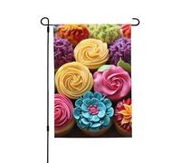Drapeau de jardin pour l'extérieur - 71,1 x 101,6 cm - Double face - Drapeau de cour saisonnier coloré - Cupcakes arc-en-ciel - Pour décoration de maison de printemps