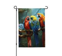 Drapeau de jardin pour l'extérieur - 71,1 x 101,6 cm - Double face - Drapeau de cour saisonnier coloré - Oiseaux perroquets colorés - Drapeaux de Saint-Valentin pour décoration de maison de printemps