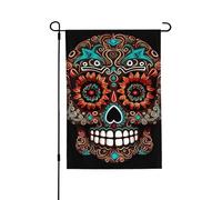 Drapeau de jardin pour l'extérieur - 71,1 x 101,6 cm - Double face - Drapeau de cour saisonnier - Crânes en sucre - Jour des morts - Pour la Saint-Valentin - Pour décoration de maison de printemps