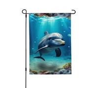 Drapeau de jardin pour l'extérieur - 71,1 x 101,6 cm - Double face - Drapeau de cour saisonnier - Dauphin - Pour la Saint-Valentin - Pour décoration de maison de printemps