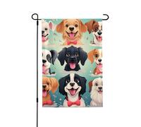Drapeau de jardin pour l'extérieur - 71,1 x 101,6 cm - Double face - Drapeau de cour saisonnier de dessin animé chien de Saint-Valentin pour décoration de maison de printemps