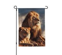 Drapeau de jardin pour l'extérieur - 71,1 x 101,6 cm - Double face - Drapeau de cour saisonnier - Deux lions - Pour la Saint-Valentin - Pour la décoration de la maison et du printemps