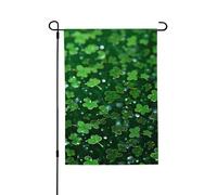 Drapeau de jardin pour l'extérieur - 71,1 x 101,6 cm - Double face - Drapeau de cour saisonnier - Fond de la Saint-Patrick à paillettes - Pour la Saint-Valentin - Pour décoration de maison de