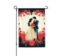 Drapeau de jardin pour l'extérieur - 71,1 x 101,6 cm - Double face - Drapeau de cour saisonnier « Just married » - Pour la Saint-Valentin - Pour décoration de maison de printemps