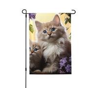 Drapeau de jardin pour l'extérieur - 71,1 x 101,6 cm - Double face - Drapeau de cour saisonnier - Motif chat et fleurs - Pour la Saint-Valentin - Pour décoration de maison de printemps