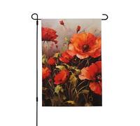 Drapeau de jardin pour l'extérieur - 71,1 x 101,6 cm - Double face - Drapeau de cour saisonnier - Peinture à l'huile - Fleur rouge - Drapeaux de Saint-Valentin pour décoration de maison de printemps