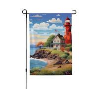 Drapeau de jardin pour l'extérieur - 71,1 x 101,6 cm - Double face - Drapeau de cour saisonnier - Phare côtier - Pour la Saint-Valentin - Pour décoration de maison de printemps