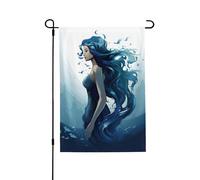 Drapeau de jardin pour l'extérieur - 71,1 x 101,6 cm - Double face - Drapeau de cour saisonnier - Sirène bleue - Pour la Saint-Valentin - Pour décoration de maison de printemps