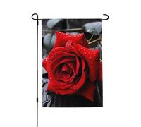 Drapeau de jardin pour l'extérieur - 71,1 x 101,6 cm - Double face - Drapeau de cour saisonnier - Une rose rouge - Drapeaux de Saint-Valentin pour décoration de maison de printemps