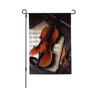 Drapeau de jardin pour l'extérieur - 71,1 x 101,6 cm - Double face - Drapeau de cour violon - Partition de musique - Drapeaux de jardin saisonniers - Drapeaux d'extérieur - Drapeau de Saint-Valentin