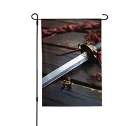 Drapeau de jardin pour l'extérieur - 71,1 x 101,6 cm - Double face - Épée samouraï japonaise - Drapeaux de jardin saisonniers - Drapeau de Saint-Valentin pour décoration de maison de printemps