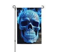 Drapeau de jardin pour l'extérieur - 71,1 x 101,6 cm - Double face - Impression 3D - Tête de mort bleue - Drapeaux de jardin saisonniers - Drapeau de Saint-Valentin pour décoration de maison de