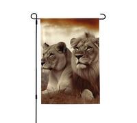 Drapeau de jardin pour l'extérieur - 71,1 x 101,6 cm - Double face - Lion africain et lionne - Drapeaux de jardin saisonniers - Drapeau de Saint-Valentin pour décoration de maison de printemps