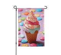 Drapeau de jardin pour l'extérieur - 71,1 x 101,6 cm - Double face - Pour l'extérieur - Plusieurs couleurs - Motif crème glacée - Drapeaux de jardin saisonniers - Pour la Saint-Valentin - Pour