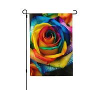 Drapeau de jardin pour l'extérieur - 71,1 x 101,6 cm - Double face - Rose arc-en-ciel - Drapeaux de jardin saisonniers - Drapeau de Saint-Valentin pour décoration de maison de printemps