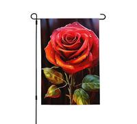 Drapeau de jardin pour l'extérieur - 71,1 x 101,6 cm - Double face - Rose rouge - Art saisonnier - Pour la Saint-Valentin - Décoration de maison de printemps
