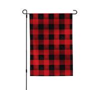 Drapeau de jardin pour l'extérieur - 71,1 x 101,6 cm - Double face - Rouge et noir - Motif à carreaux de buffle saisonnier - Pour la Saint-Valentin - Pour décoration de maison et de printemps