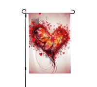 Drapeau de jardin pour l'extérieur - 71,1 x 101,6 cm - Double face saisonnier - Drapeau de cour abstrait en forme de cœur - Drapeaux de Saint-Valentin pour décoration de maison de printemps
