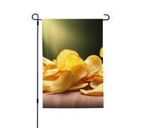 Drapeau de jardin pour l'extérieur - 71,1 x 101,6 cm - Drapeau de cour double face - Chips de pommes de terre - Drapeaux de jardin saisonniers - Drapeaux d'extérieur pour la Saint-Valentin - Pour