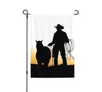 Drapeau de jardin pour l'extérieur - 71,1 x 101,6 cm - Drapeau de cour double face - Cowboy avec silhouette en laser - Drapeaux de jardin saisonniers - Drapeaux d'extérieur - Drapeau de Saint-Valentin