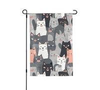 Drapeau de jardin pour l'extérieur - 71,1 x 101,6 cm - Drapeau de cour double face - Motif chat gris mignon et amusant - Drapeaux de jardin saisonniers - Pour la Saint-Valentin - Pour décoration de