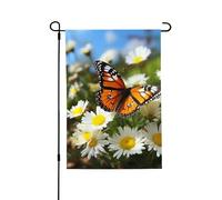 Drapeau de jardin pour l'extérieur - 71,1 x 101,6 cm - Drapeau de cour double face - Papillon sur marguerite - Drapeaux de jardin saisonniers - Pour la Saint-Valentin - Pour décoration de maison de