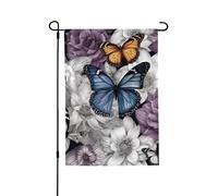 Drapeau de jardin pour l'extérieur - 71,1 x 101,6 cm - Drapeau de cour double face - Papillons violets - Drapeaux de jardin saisonniers - Drapeaux d'extérieur pour la Saint-Valentin - Pour décoration