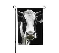 Drapeau de jardin pour l'extérieur - 71,1 x 101,6 cm - Drapeau de cour double face - Tête de vache amusante - Noir et blanc - Drapeaux de jardin saisonniers - Drapeaux de Saint-Valentin pour