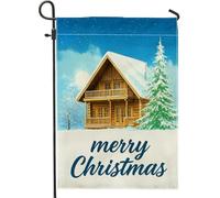 Drapeau de jardin pour maison au pays des merveilles d'hiver, bannière extérieure « Merry Christmas » - Double face en toile de jute - Décoration de pelouse de vacances - 30,5 x 45,7 cm