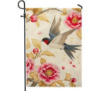 Drapeau de jardin pour oiseaux de printemps et été, bannière colorée d'hirondelle, bannière de jardin double face en toile de jute pour décoration d'intérieur élégante pour fête sur la pelouse, 30,5 x