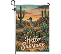 Drapeau de jardin pour oiseaux du désert, cactus botanique du désert, plantes succulentes d'été vert en toile de jute double face pour extérieur, porche, pelouse, terrasse, 30,5 x 45,7 cm