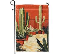 Drapeau de jardin pour plantes du désert, bannière de cour de cactus rouges pour décoration d'intérieur d'été, style vintage, décoration de pelouse double face, 30,5 x 45,7 cm
