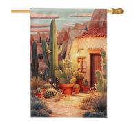 Drapeau de jardin pour plantes du désert, bannière verte vive pour décoration extérieure succulente, double face, toile de jute saisonnière, décoration de pelouse, style sud-ouest rustique, accents