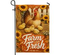 Drapeau de jardin pour poule rustique, poussin, tournesol, jaune automne, double face, en toile de jute décorative pour extérieur, terrasse, pelouse, porche, balcon, 30,5 x 45,7 cm