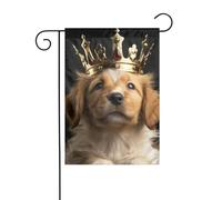 Drapeau de jardin printanier 30,5 x 45,7 cm, bannière extérieure double face, drapeaux de bienvenue saisonniers, décoration extérieure, chiot de ferme avec une couronne pour terrasse, pelouse et