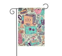 Drapeau de jardin printanier 30,5 x 45,7 cm, bannière extérieure double face, drapeaux de bienvenue saisonniers, décoration extérieure, ferme, I Love The 90s, drapeaux illustrés pour terrasse, pelouse