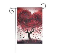 Drapeau de jardin printanier 30,5 x 45,7 cm, bannière extérieure double face, drapeaux de bienvenue saisonniers, décoration extérieure, ferme, cœur rouge, drapeau d'arbre pour terrasse, pelouse et
