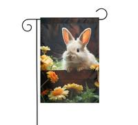 Drapeau de jardin printanier 30,5 x 45,7 cm, bannière extérieure double face, drapeaux de bienvenue saisonnière, décoration extérieure, ferme, lapin et fleur pour terrasse, pelouse et décoration de