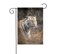 Drapeau de jardin printanier 30,5 x 45,7 cm, bannière extérieure double face, drapeaux de bienvenue saisonniers, décoration extérieure, ferme, faune sauvage, tigre pour terrasse, pelouse et décoration