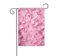 Drapeau de jardin printanier 30,5 x 45,7 cm, bannière extérieure double face, drapeaux de bienvenue saisonniers, décoration extérieure, ferme, ruban rose pour terrasse, pelouse et décoration de jardin