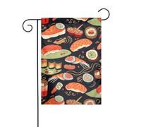 Drapeau de jardin printanier 30,5 x 45,7 cm, bannière extérieure double face, drapeaux de bienvenue saisonnière, décoration extérieure, ferme, sushi japonais, crevettes, drapeaux pour terrasse