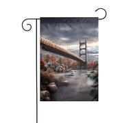 Drapeau de jardin printanier 30,5 x 45,7 cm, bannière extérieure double face, drapeaux de bienvenue saisonniers, décoration extérieure, paysage de ferme, pont pour terrasse, pelouse et décoration de