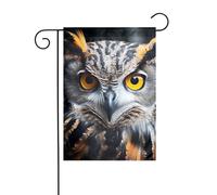 Drapeau de jardin printanier 30,5 x 45,7 cm, bannière extérieure double face pour décoration extérieure, ferme, tête de hibou, portrait pour terrasse, pelouse et décoration de jardin