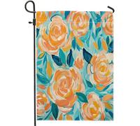 Drapeau de jardin printanier aquarelle artistique joli floral esthétique feuilles jaune bleu lin panneau décoration maison décoration murale extérieur patio jardin intérieur cour premium taille