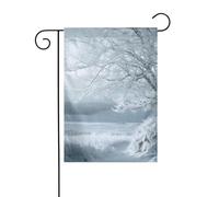 Drapeau de jardin printanier de 30,5 x 45,7 cm, bannière extérieure double face, drapeaux de bienvenue saisonniers, décoration extérieure, ferme, neige et arbre givré pour terrasse, pelouse et