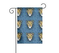 Drapeau de jardin printanier de 30,5 x 45,7 cm, bannière extérieure double face pour décoration extérieure, ferme, tête de lion, drapeaux bleus pour terrasse, pelouse et décoration de jardin