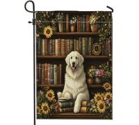 Drapeau de jardin printanier des Pyrénées 30,5 x 45,7 cm double face pour décoration extérieure, bibliothèque à fleurs, motif chiot, drapeau amusant pour animal de compagnie, petit drapeau de pelouse
