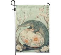 Drapeau de jardin printanier, drapeau de cour décoratif en crocodile floral, double face, décoration d'intérieur extérieure, œuvre d'art saisonnière pour décoration de pelouse, 30,5 x 45,7 cm